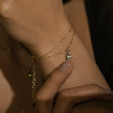 armband 14kt gull og eðalsteinn