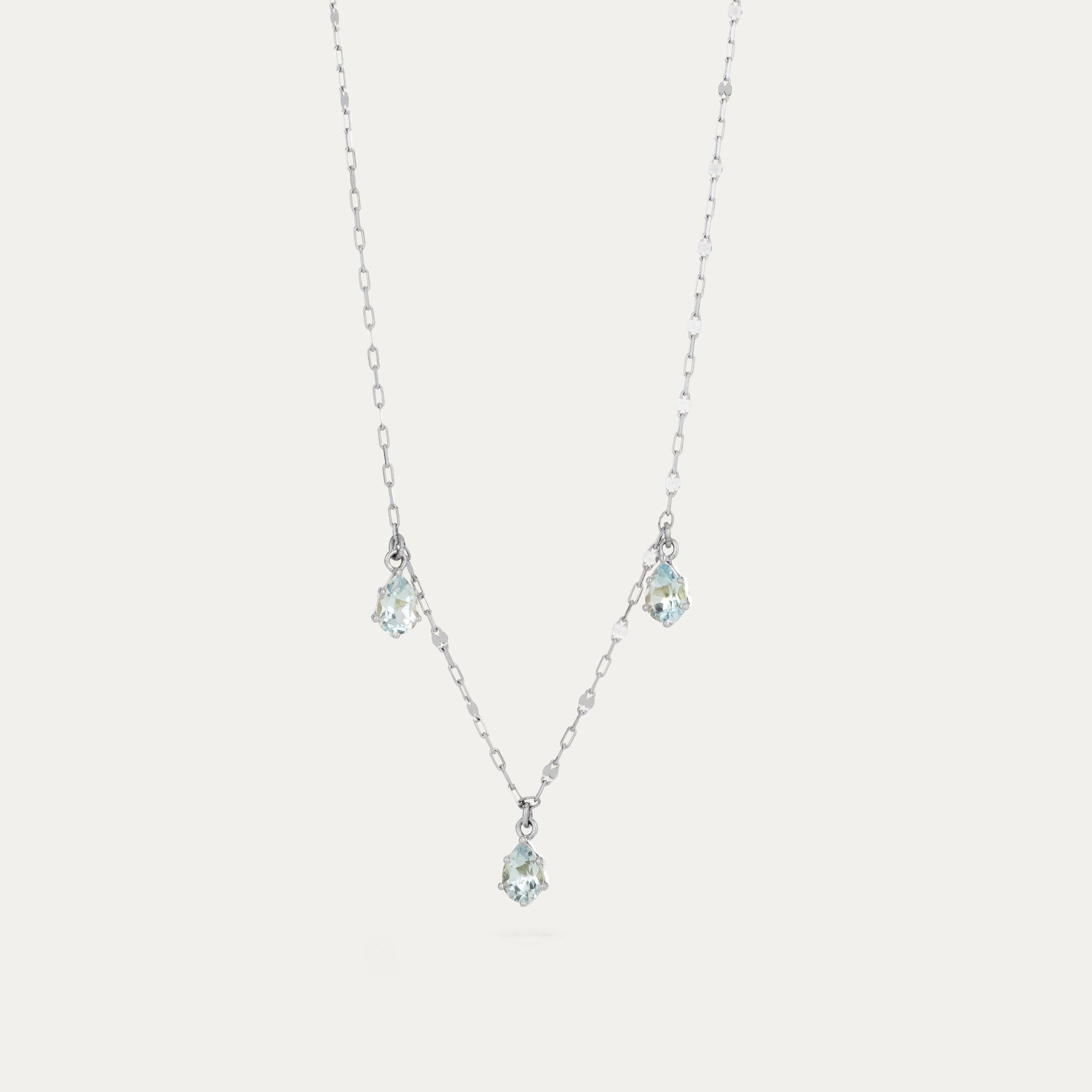 hálsmen 14kt hvítagull eðalsteinar