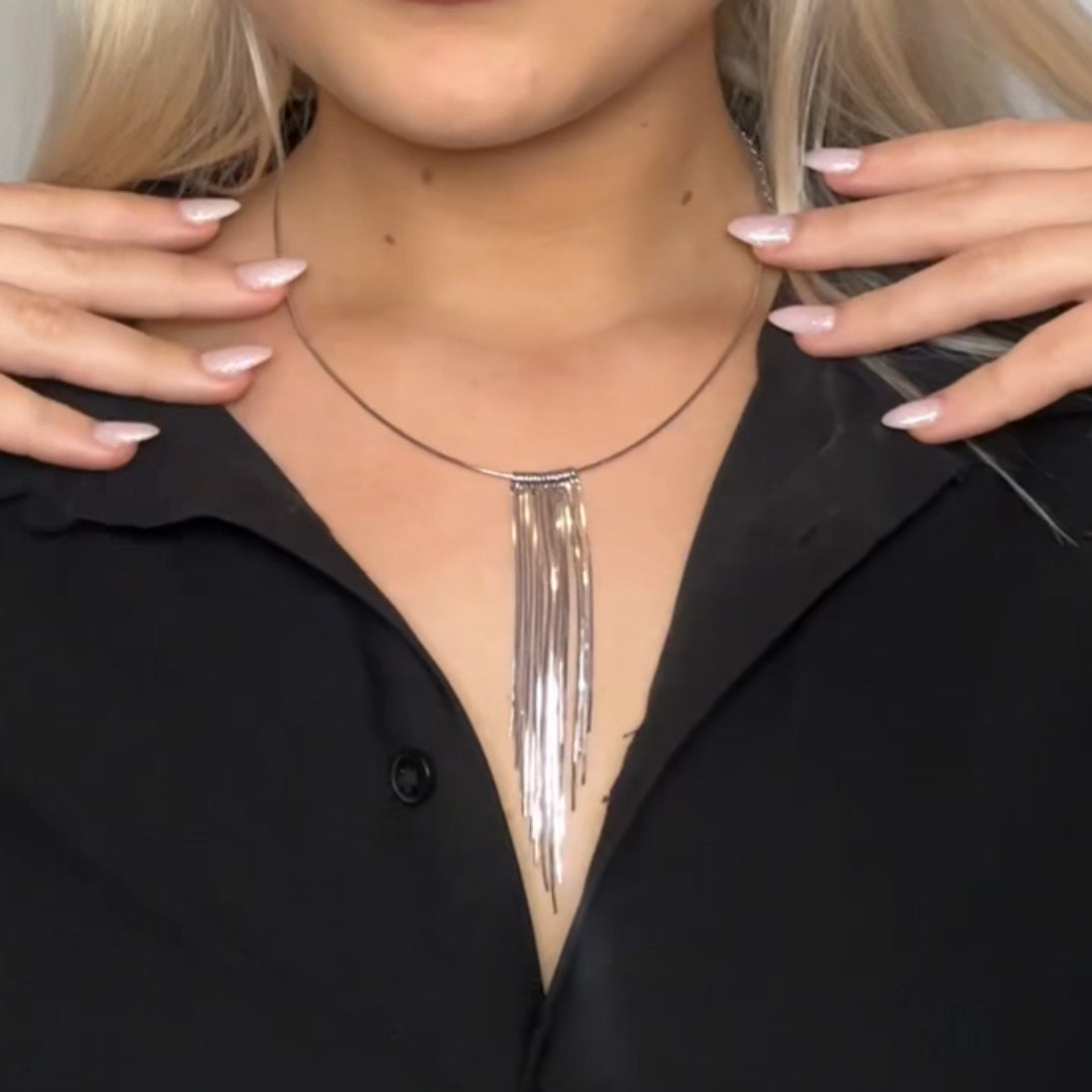 Síð hálsfesti silfur