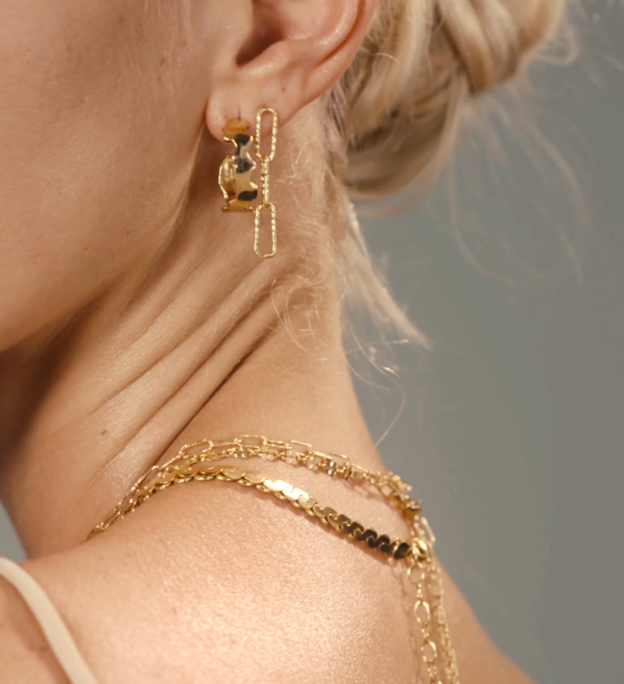 Eyrnalokkar hlekkir gylltir