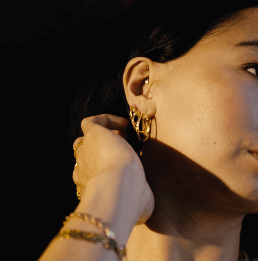 eyrnalokkar fossflétta gylltir