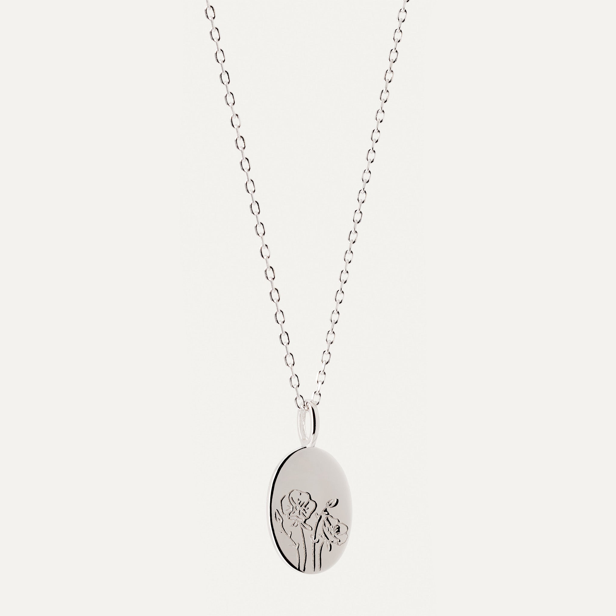 mánaðarblóm silfur hálsmen