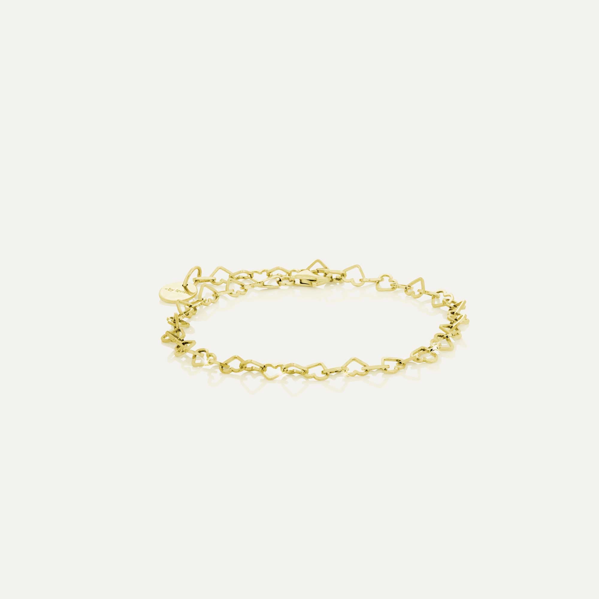 armband með hjörtum gyllt