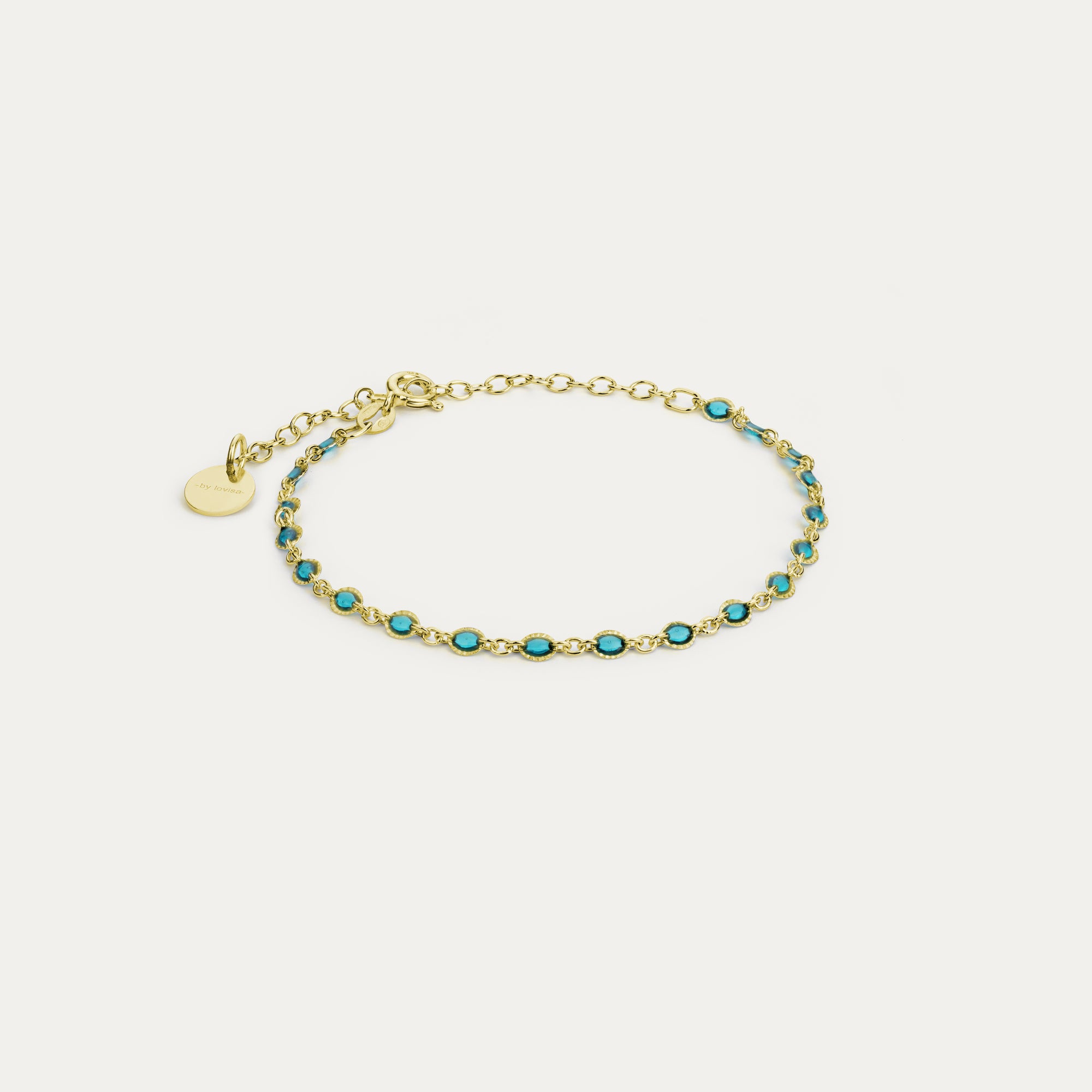 Armband gyllt og grænblátt