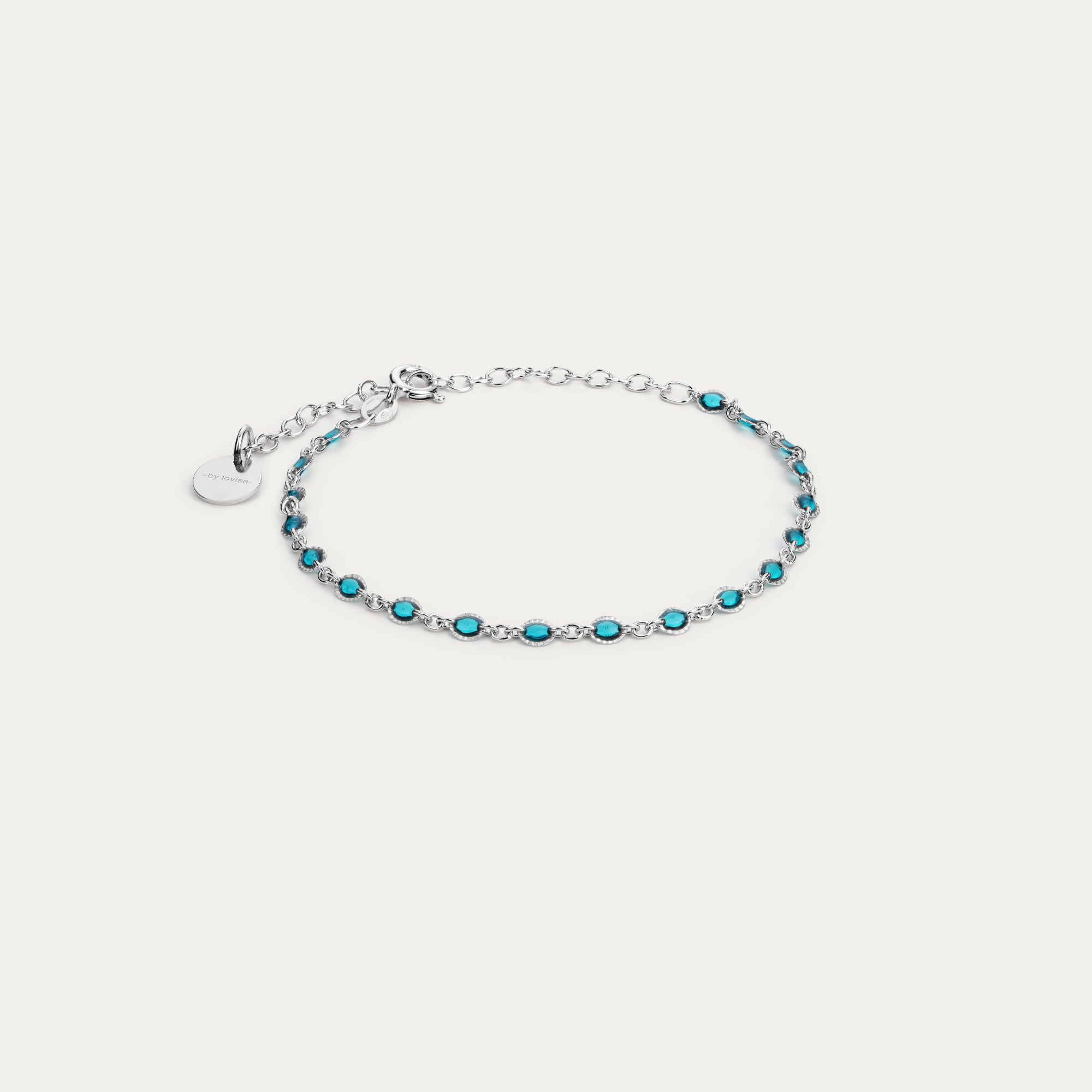 Armband silfur og grænblátt