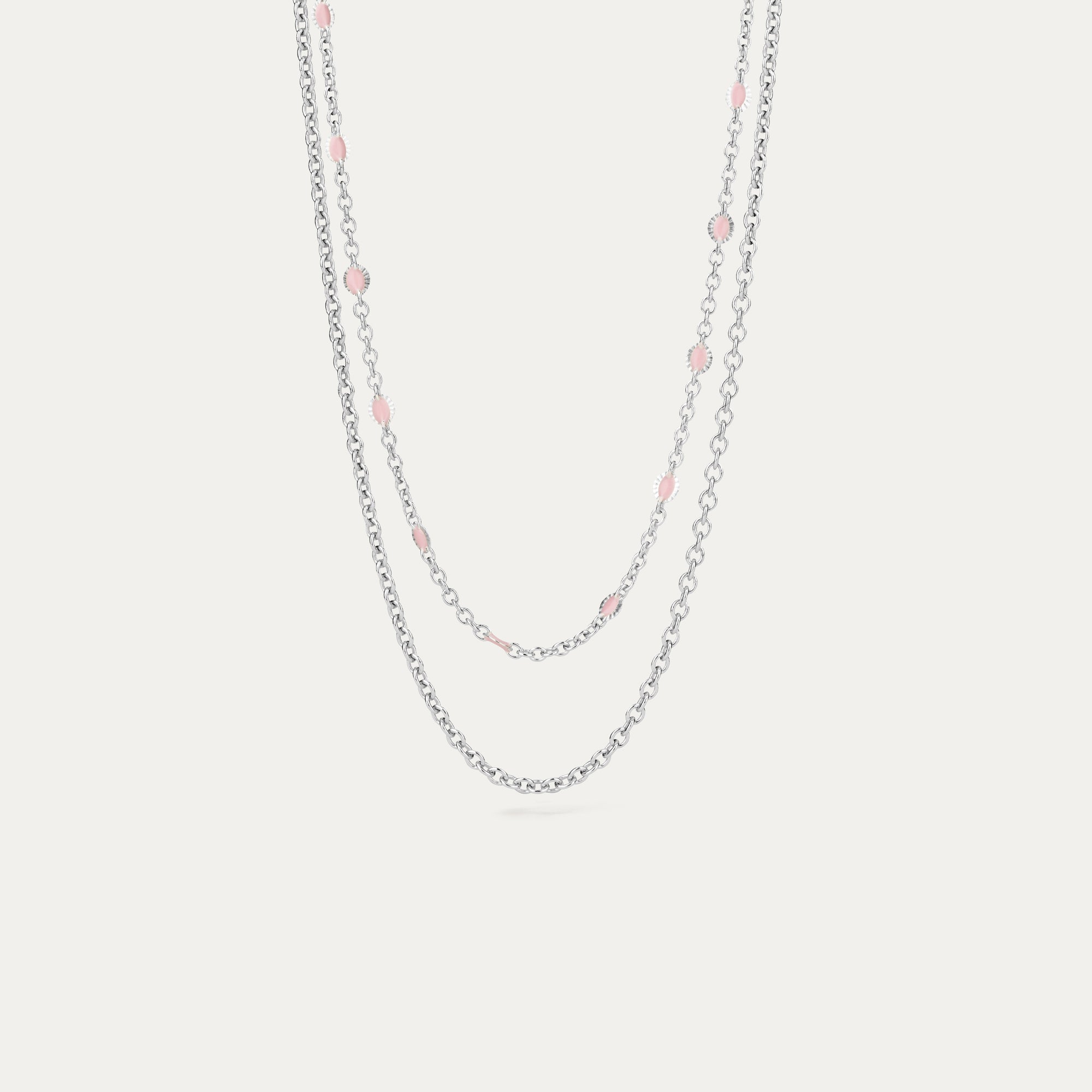 Tvöföld hálsfesti silfur og emelering