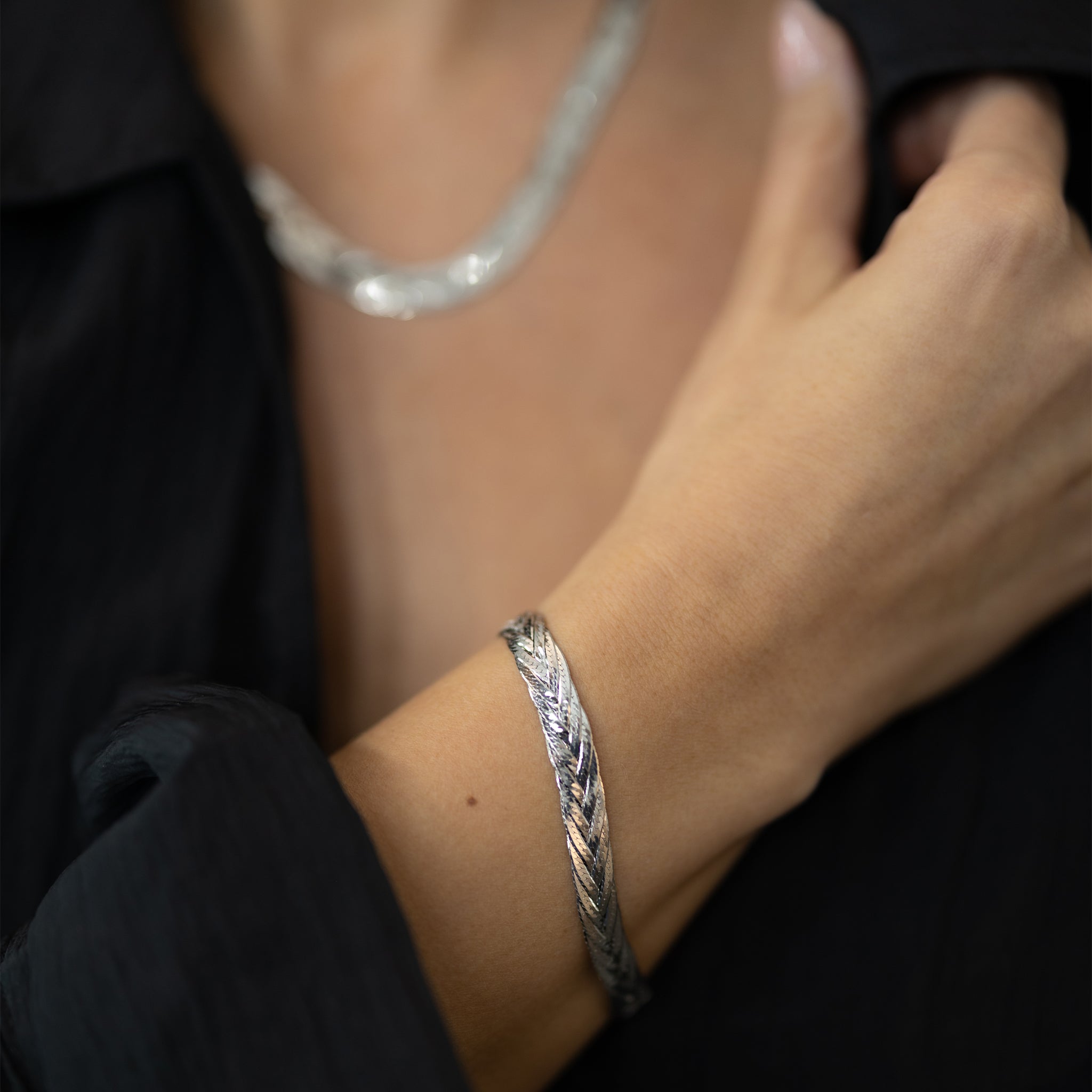 armband fiskiflétta silfur