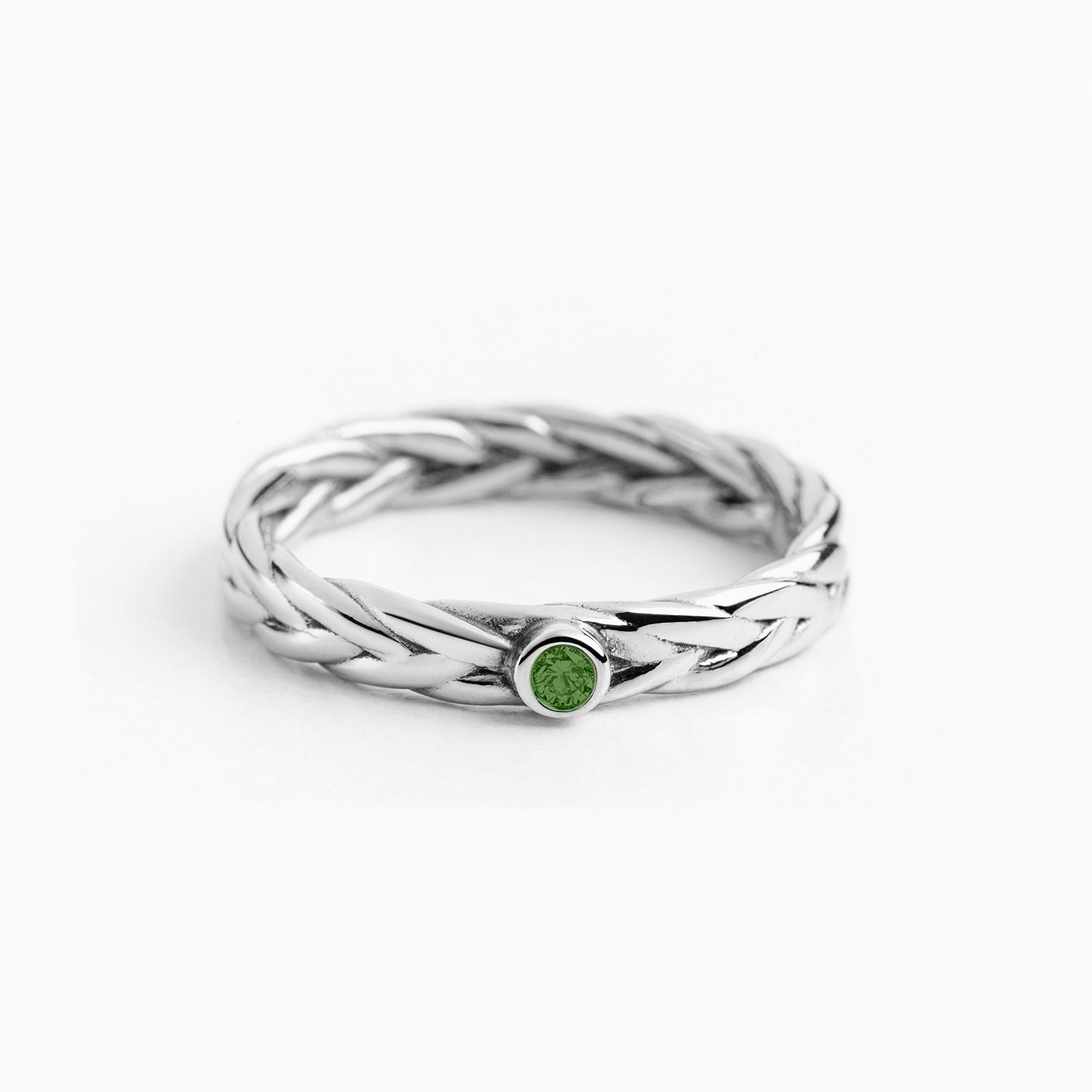 hringur fiskiflétta demantur 14kt hvítagull