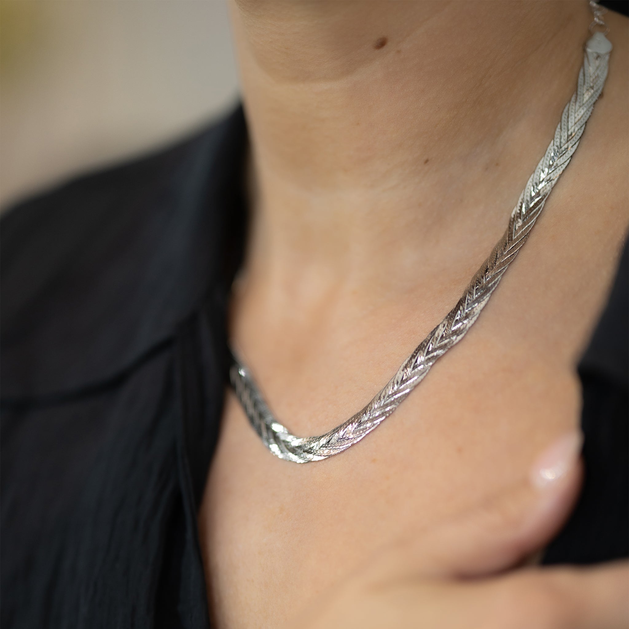 hálsfesti fiskiflétta silfur