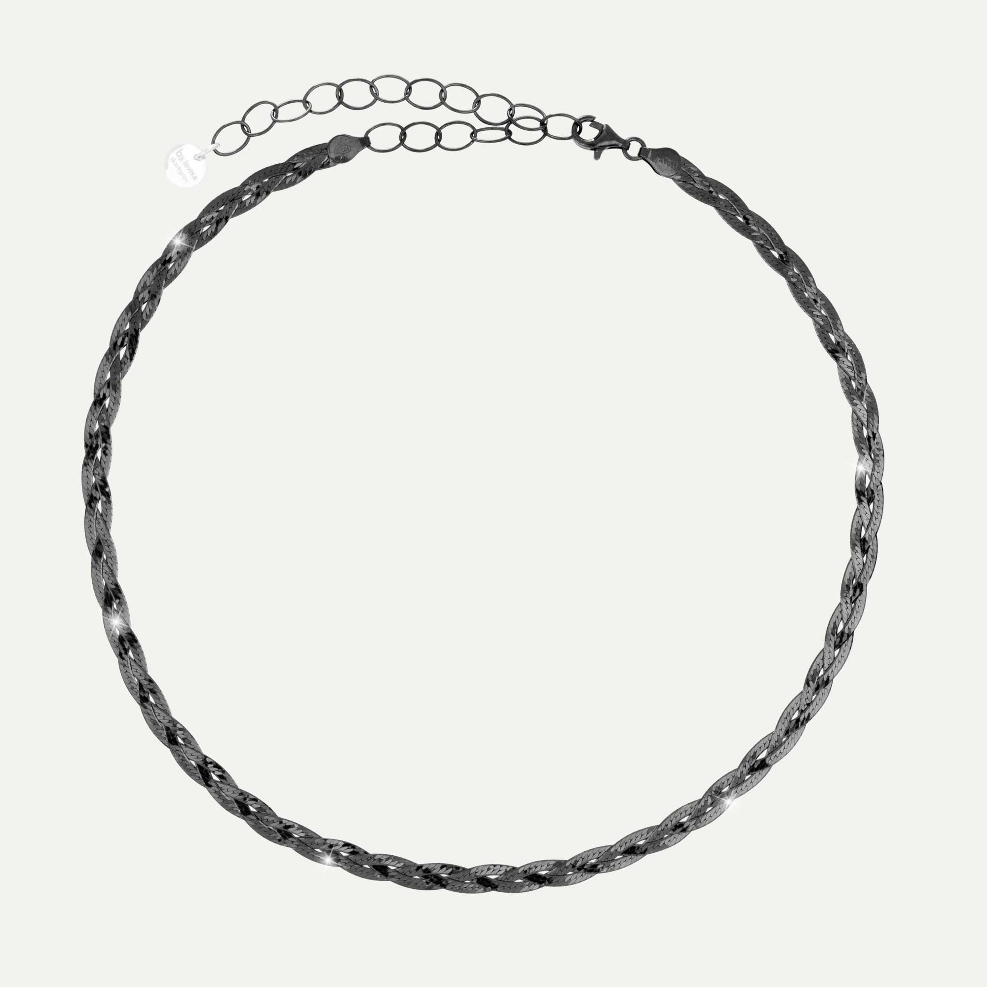 Hálsfesti fossflétta svart rhodium