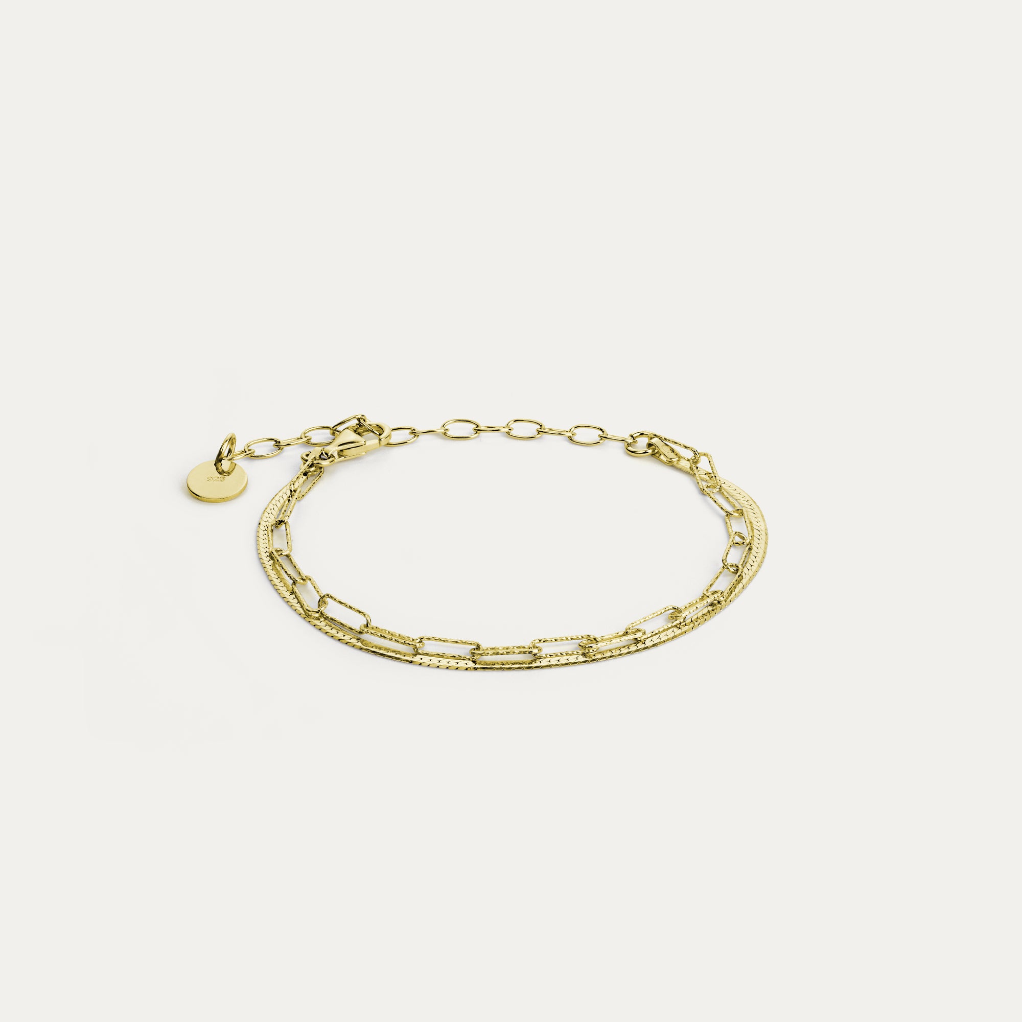 Armband tvöfalt Frost með hlekkjum gyllt