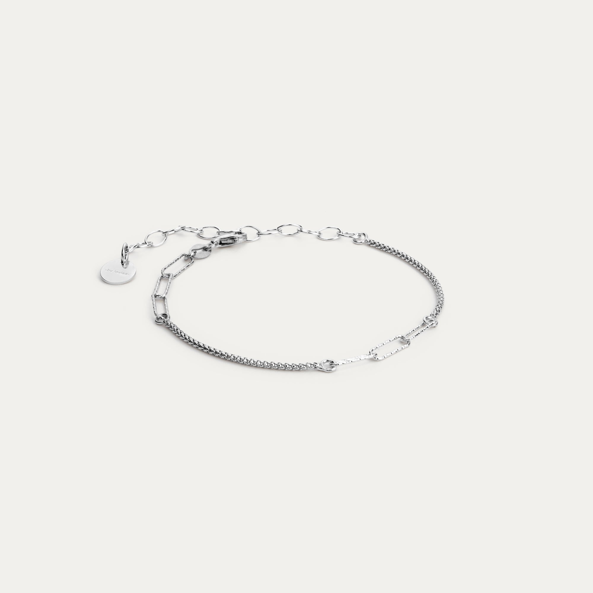 Armband með hlekkjum og keðju silfur