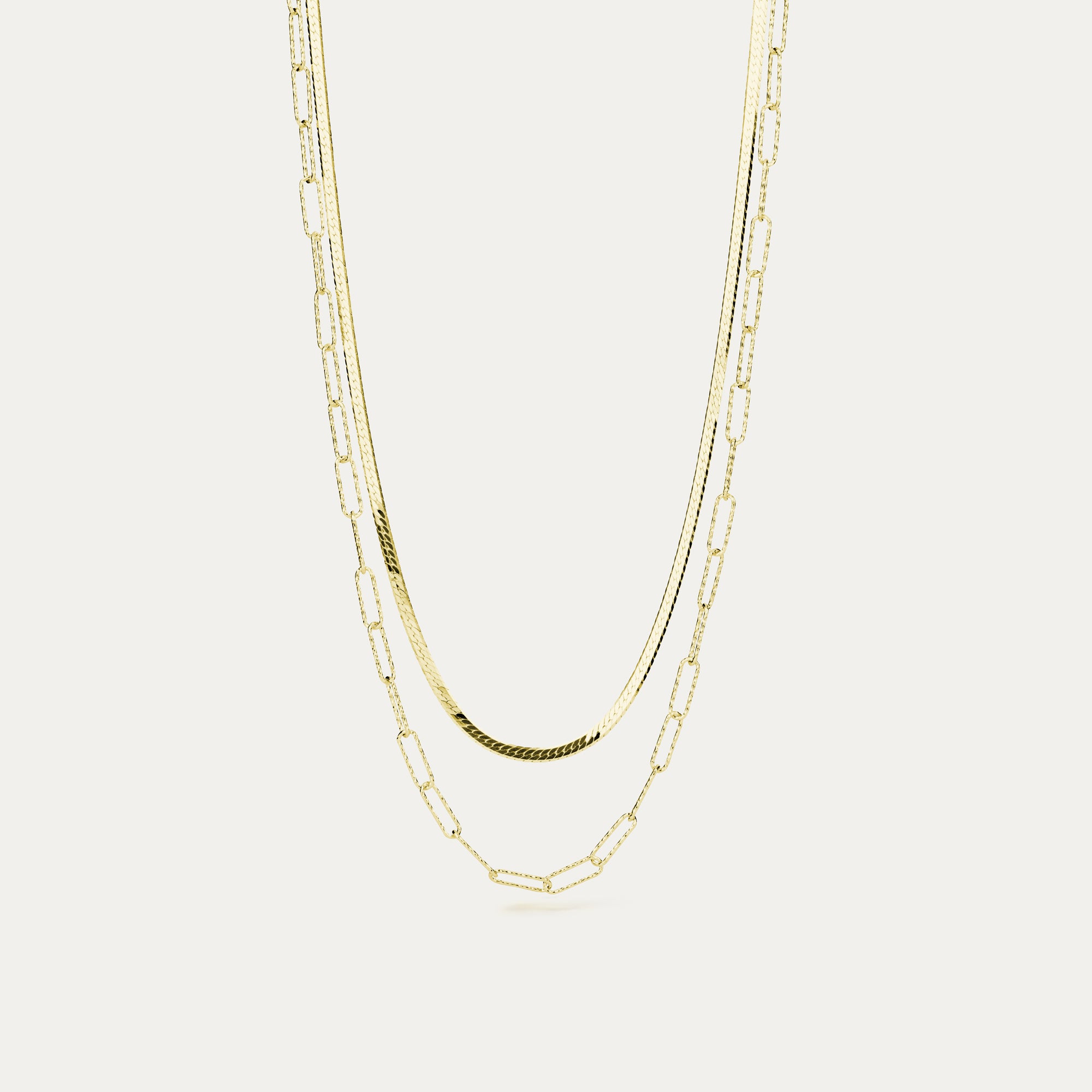 Hálsfesti tvöföld gyllt með hlekkjum