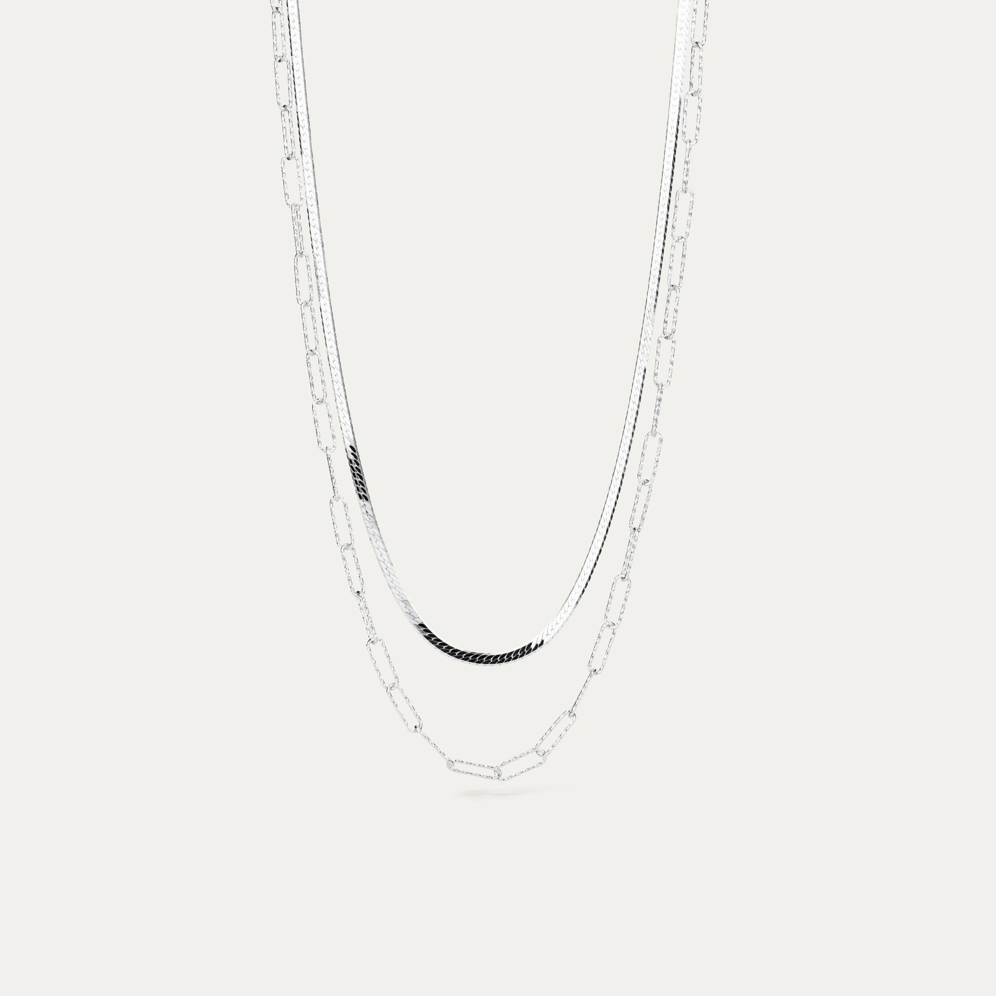 Hálsfesti tvöföld Frost með hlekkjum silfur