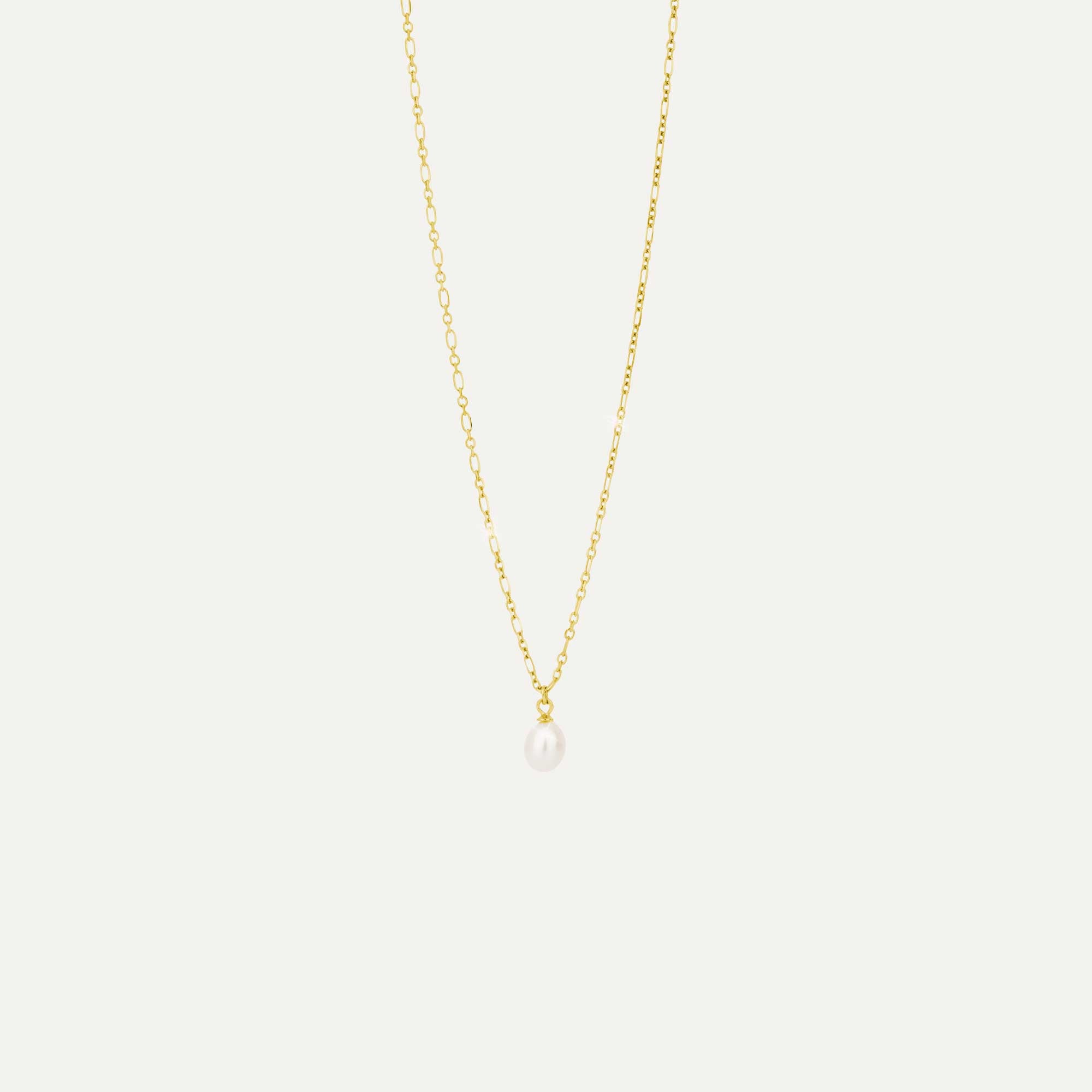 hálsmen með perlu gyllt