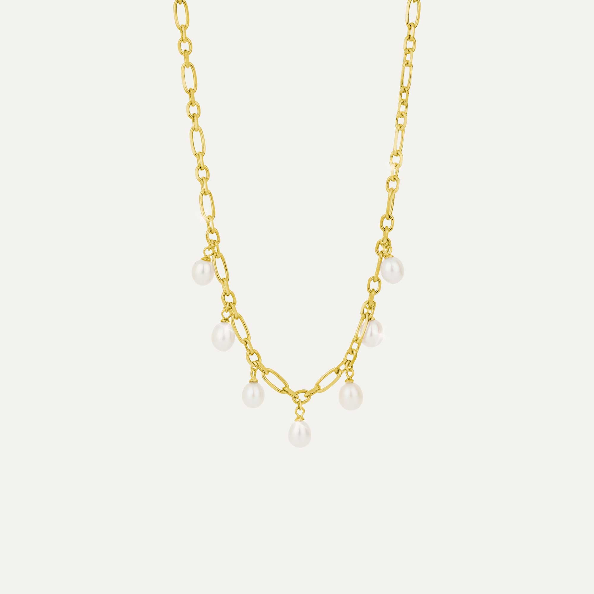 Hálsfesti með sjö perlum gyllt