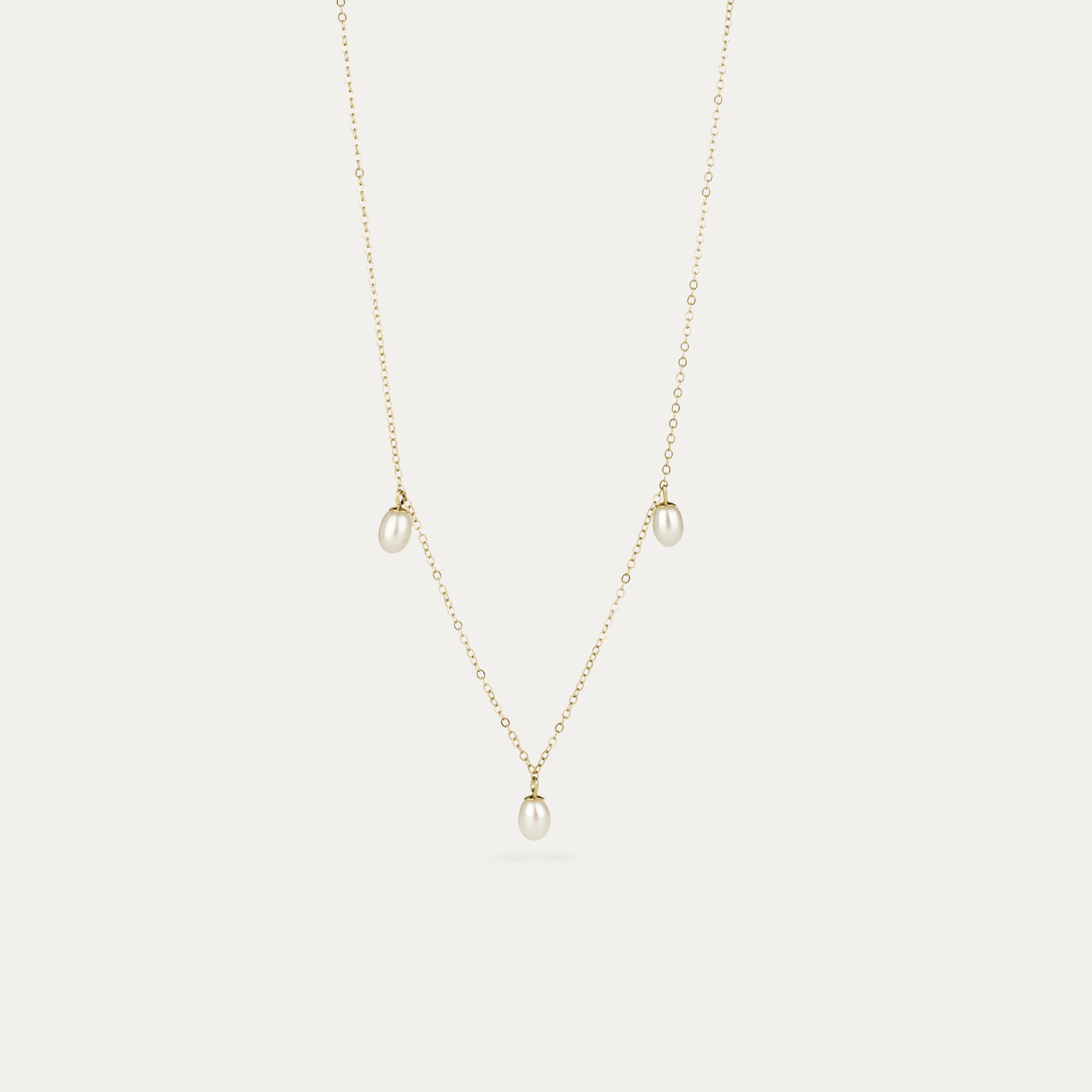 14kt hálsmen með þremur perlum