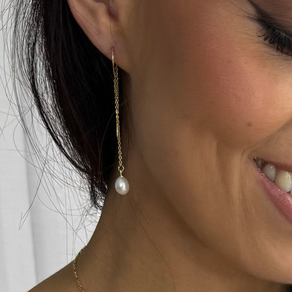 eyrnalokkar threaders með perlu