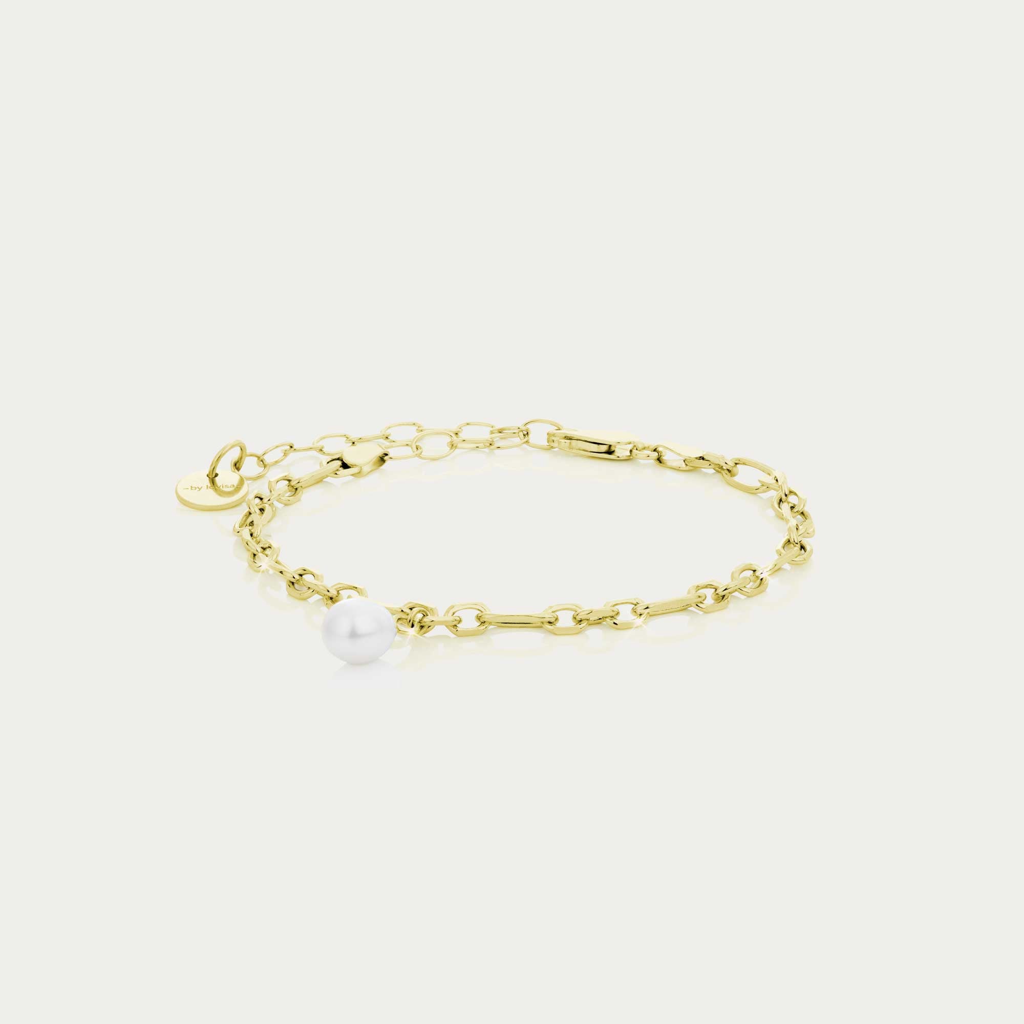 armband með perlu gyllt