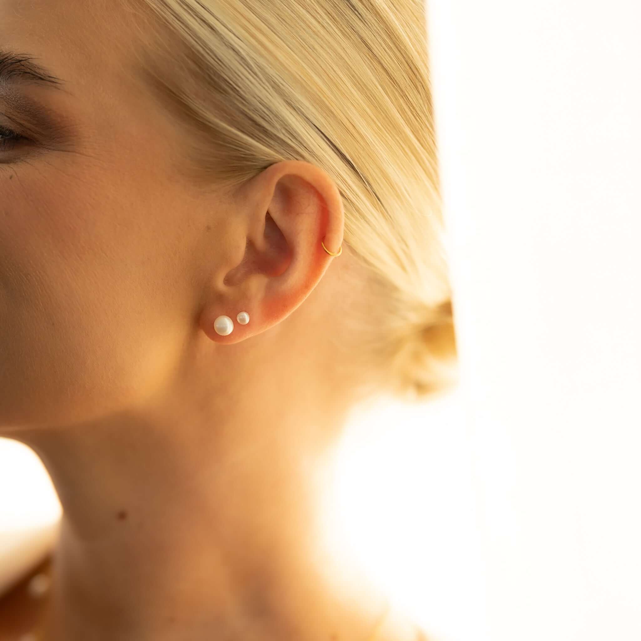 eyrnalokkar perlur studs silfur