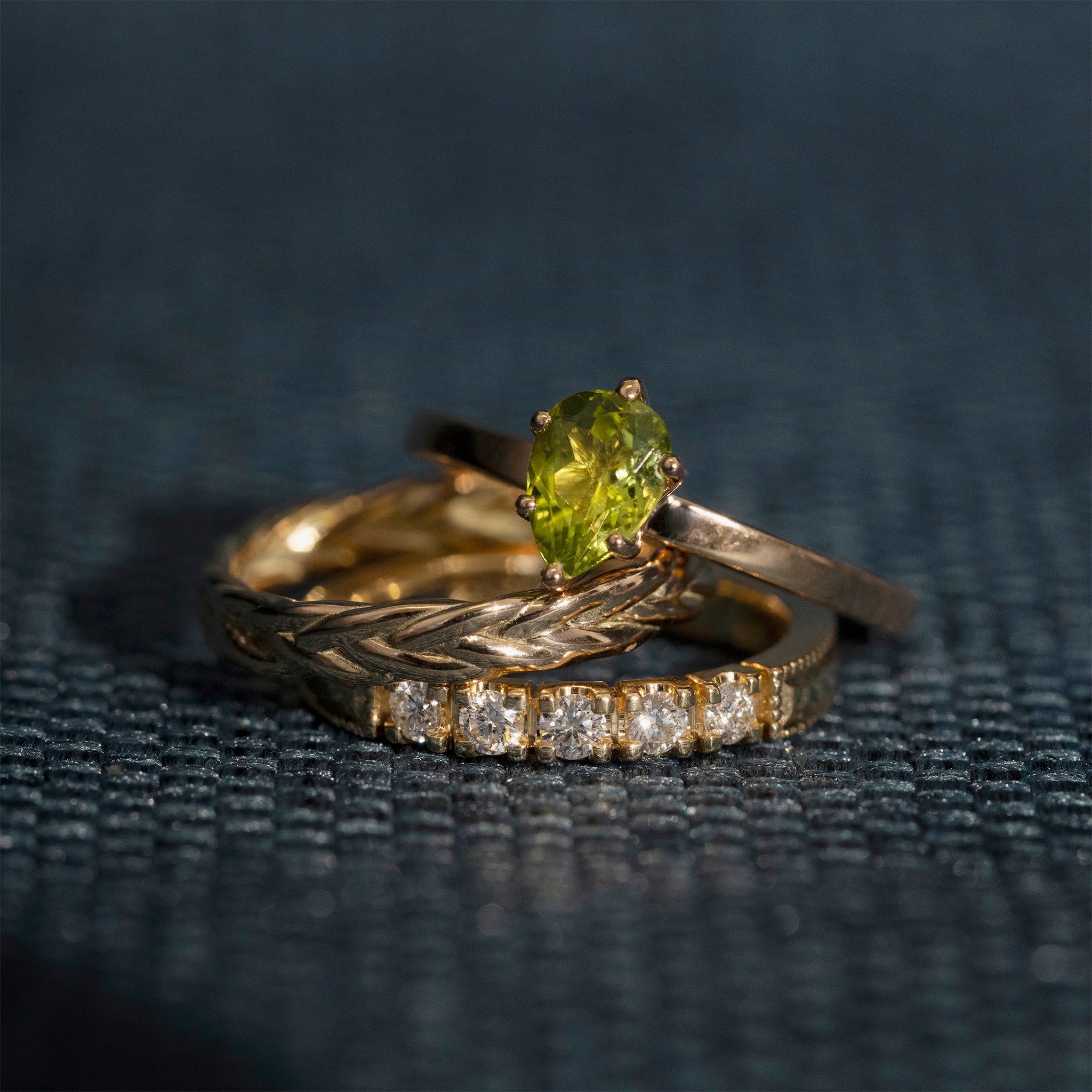 Hringir 14kt gull og demantar