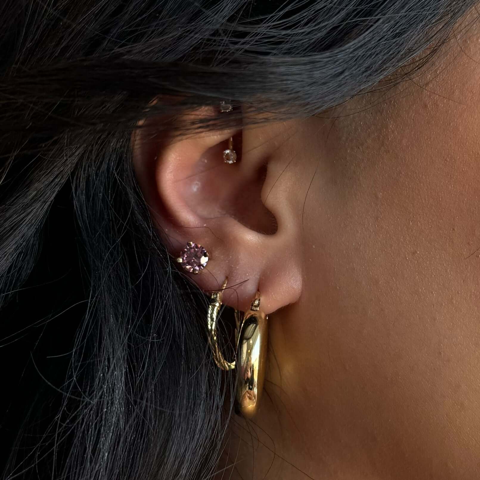 Þykkir hoops eyrnalokkar gylltir