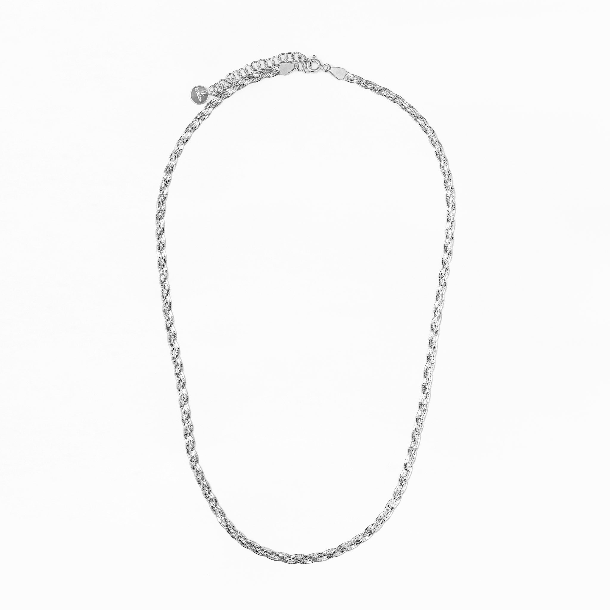 14kt hvítagull hálsfesti fossflétta