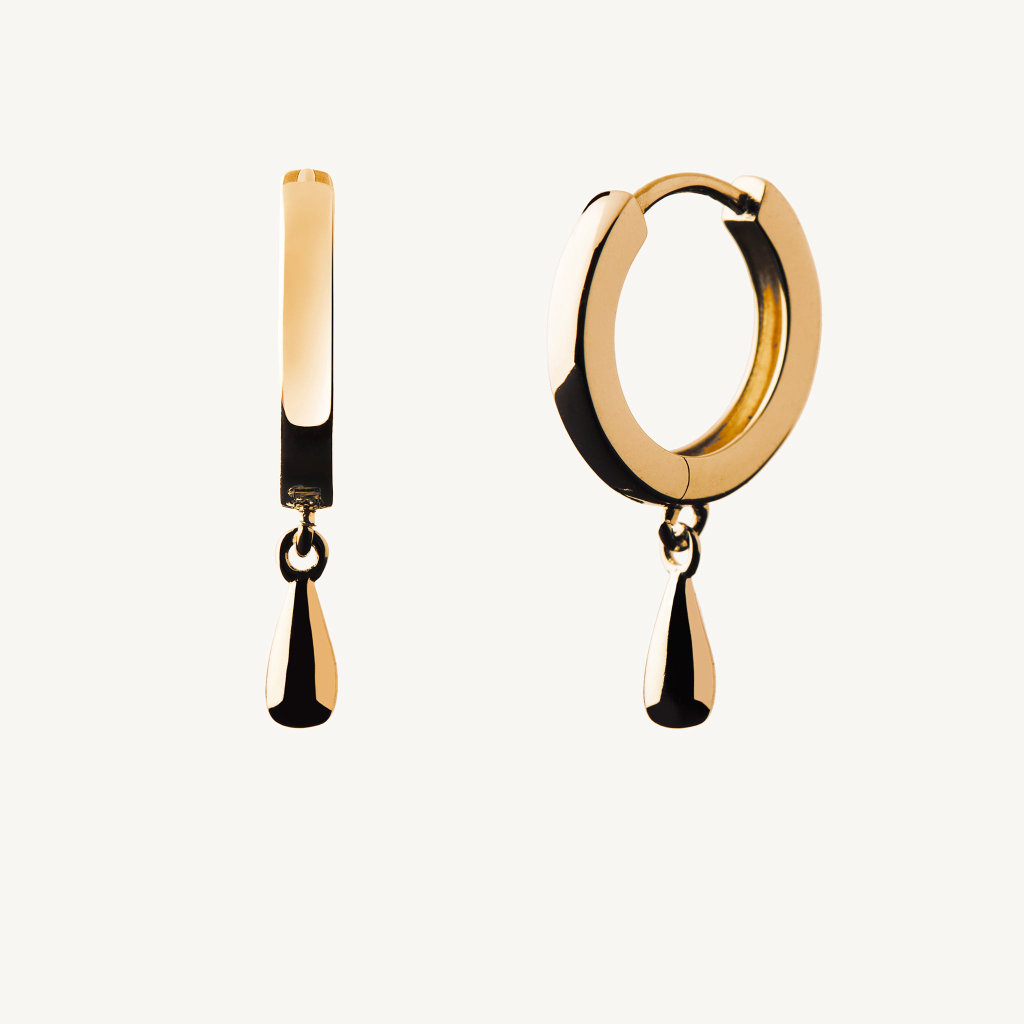 eyrnalokkar með hangandi dropum gylltir