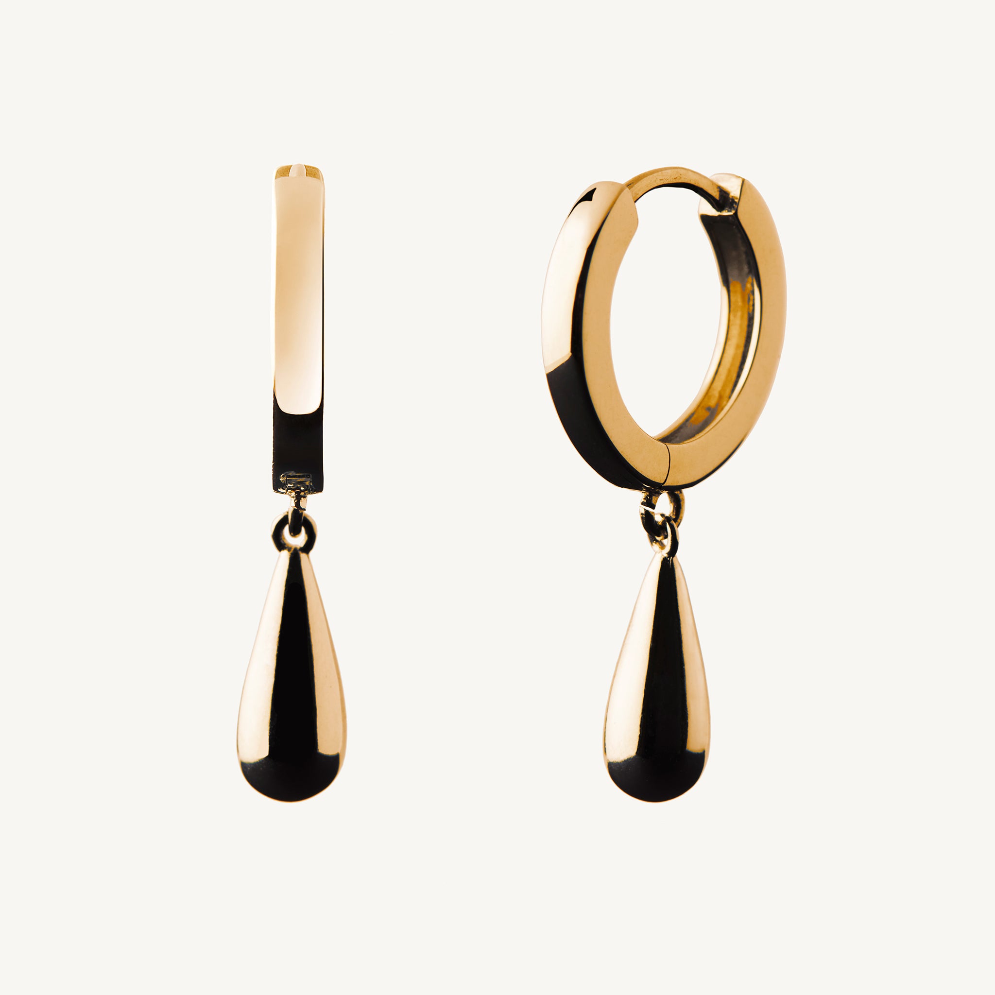 eyrnalokkar með hangandi dropum gylltir