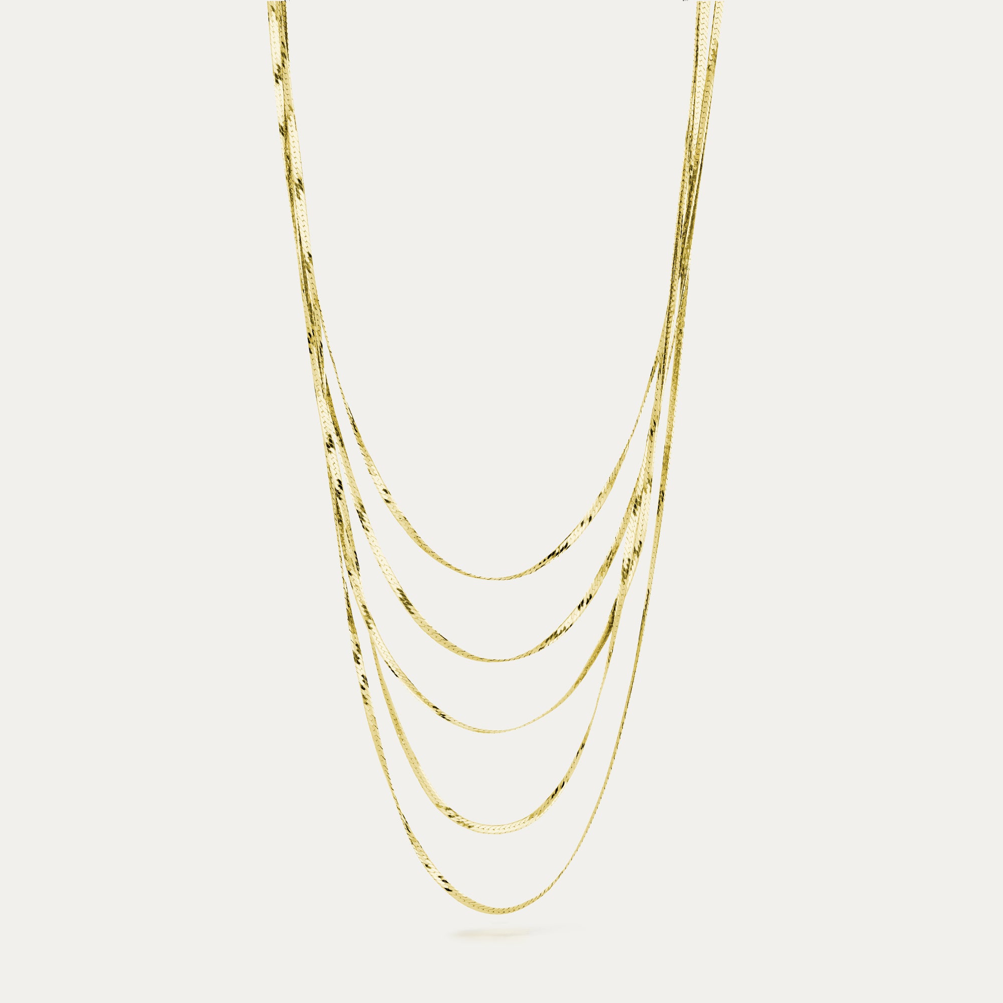 Fimmföld hálsfesti gyllt