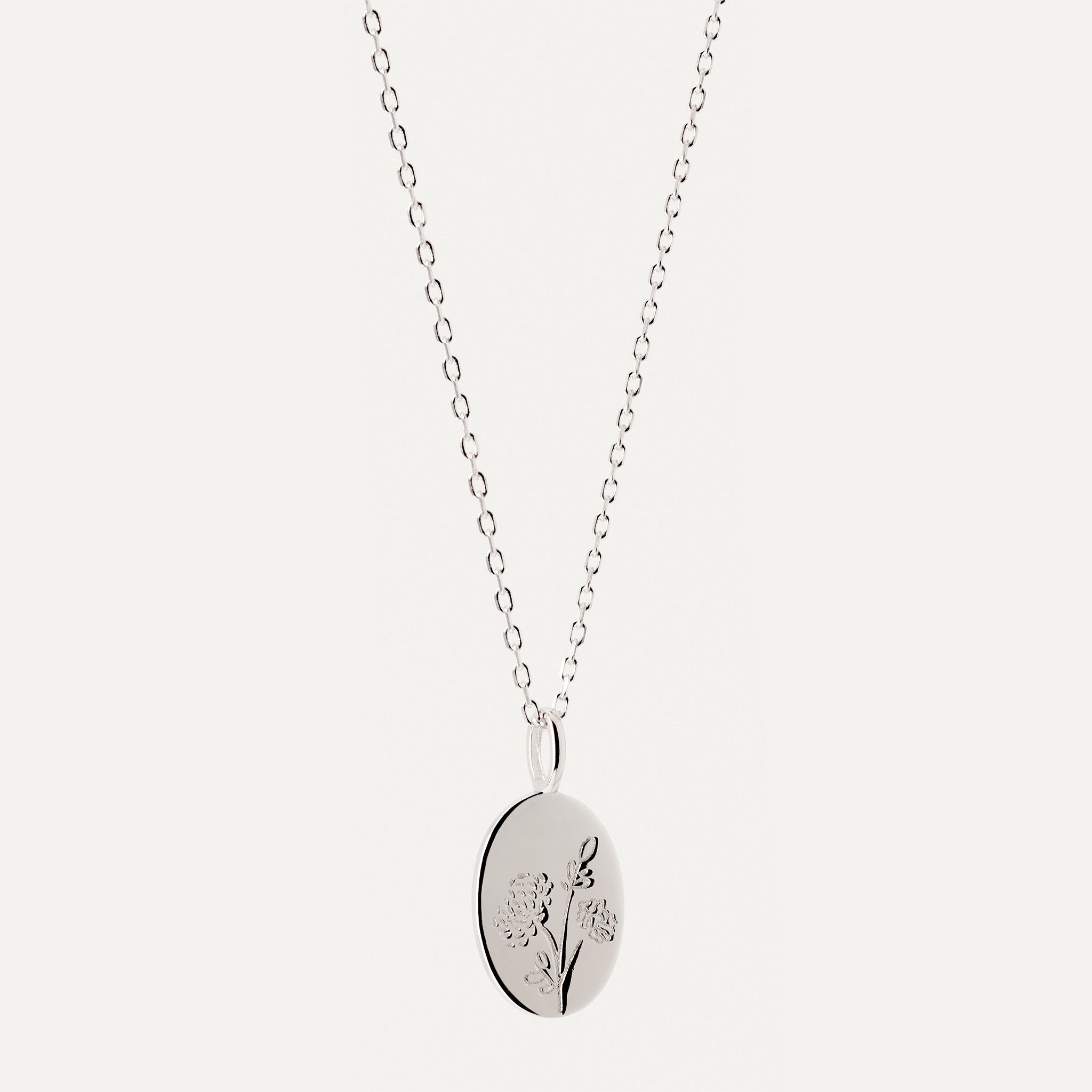 mánaðarblóm silfur hálsmen