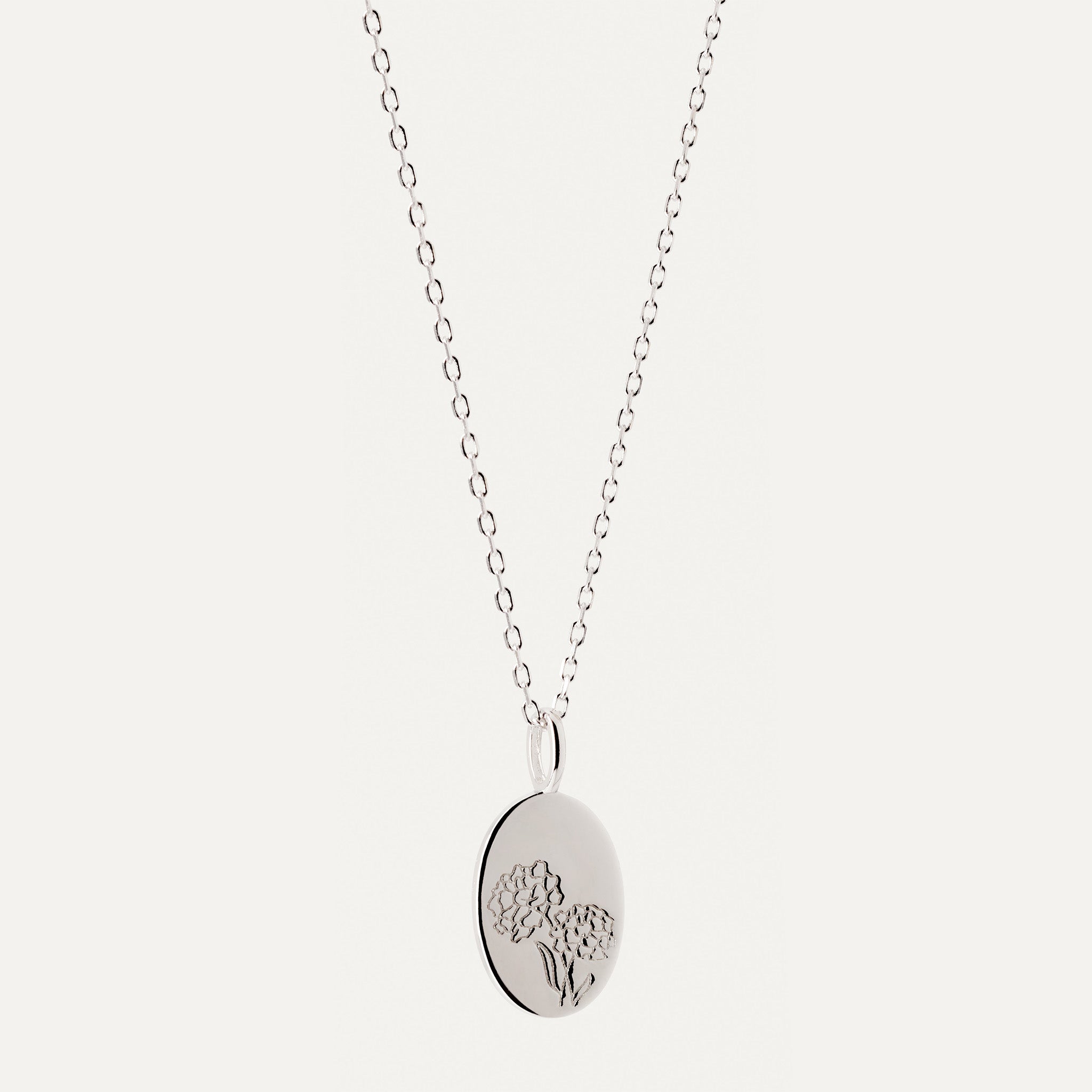 mánaðarblóm silfur hálsmen