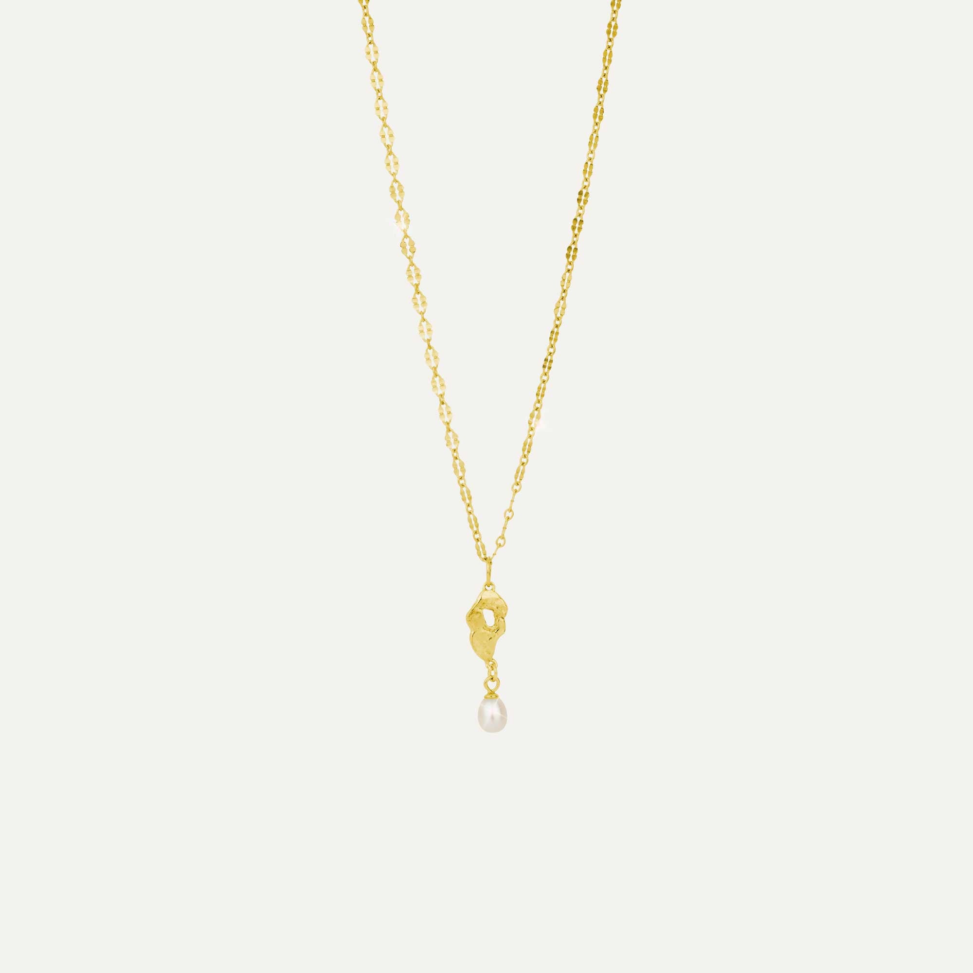 örk hálsmen með anga og 1 perlu gyllt