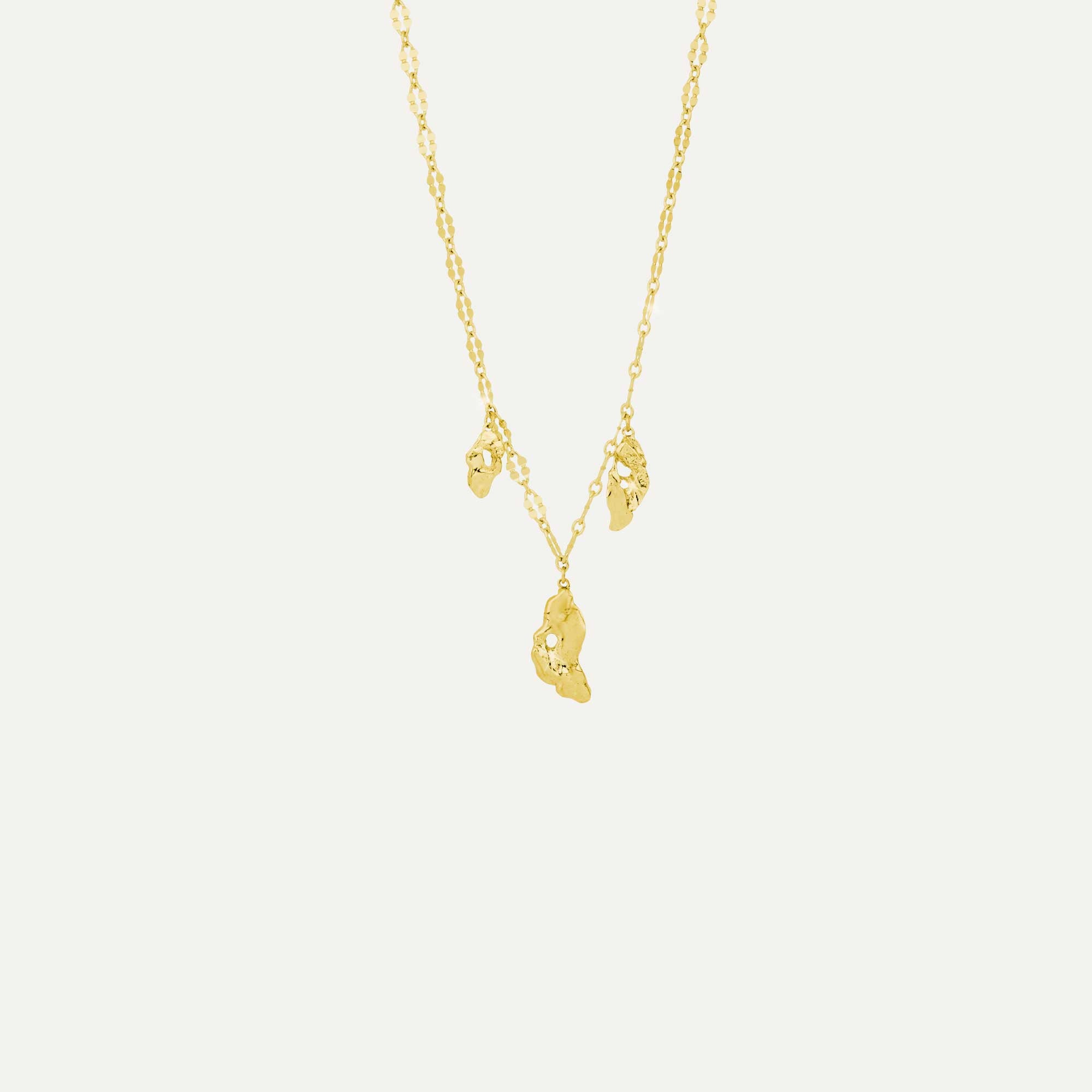 örk hálsmen með 3x öngum gyllt