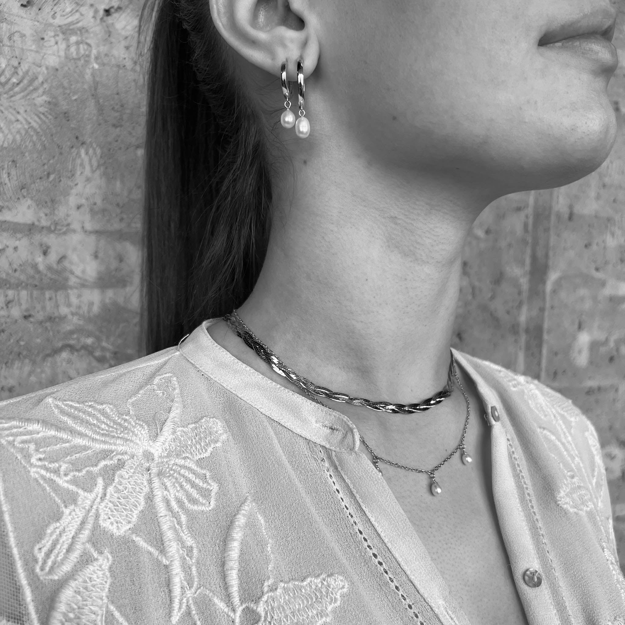 Eyrnalokkar með perlu silfur gylltir