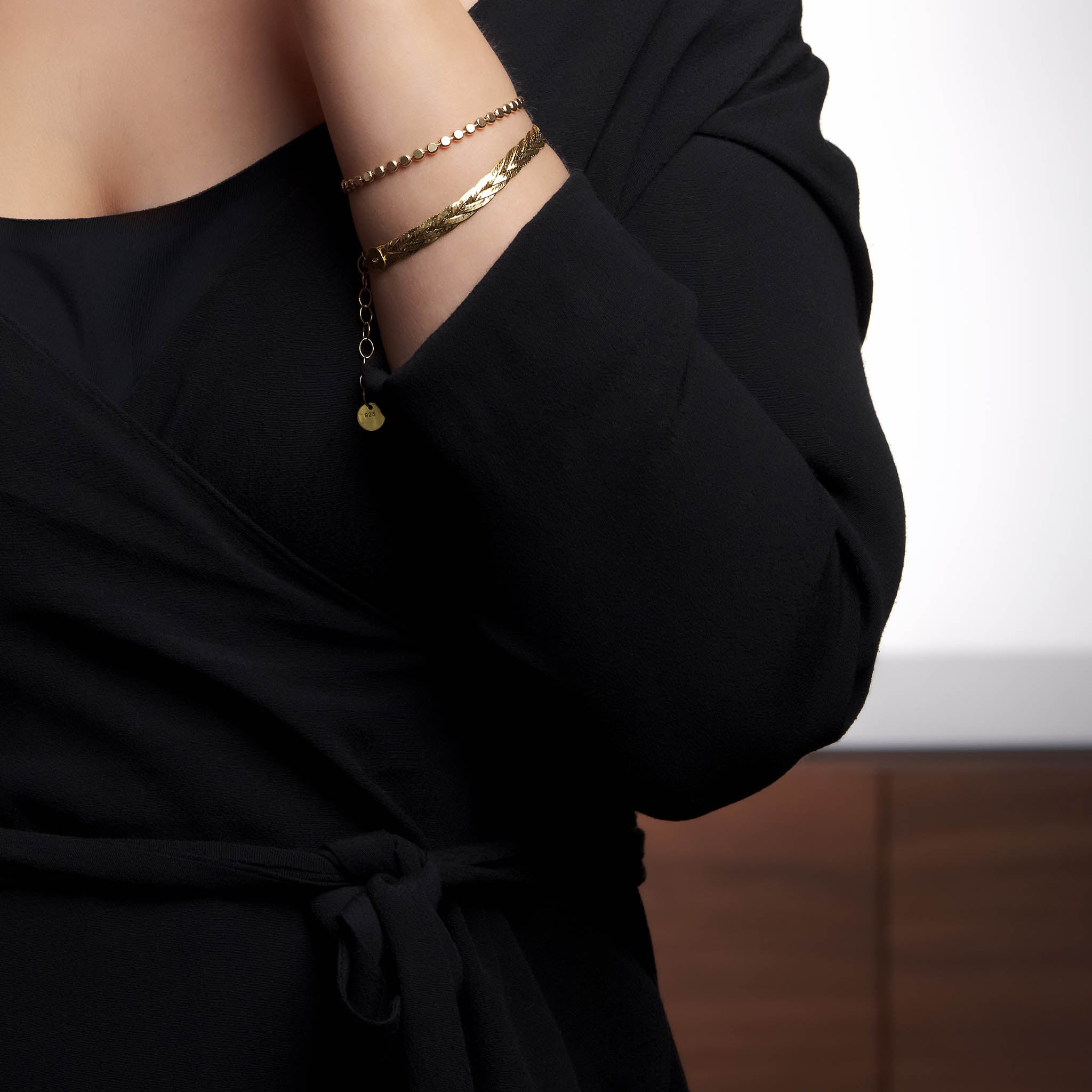 armband stari og fossflétta gyllt