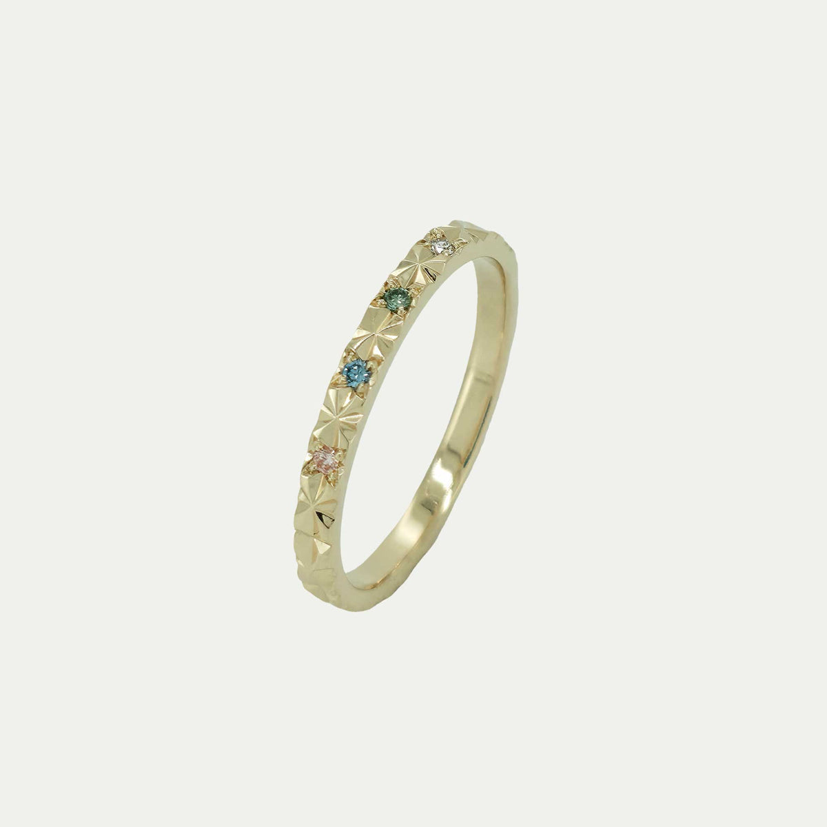 PS // handútskorinn hringur með LAB demöntum / 14kt gull – BY•L